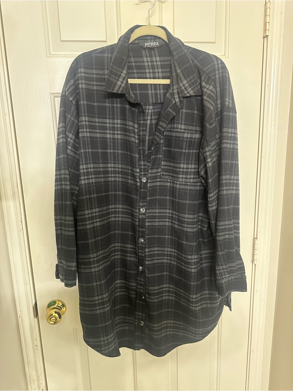 Reckless Check Longline Shirt Dress - Picture 3 of 4